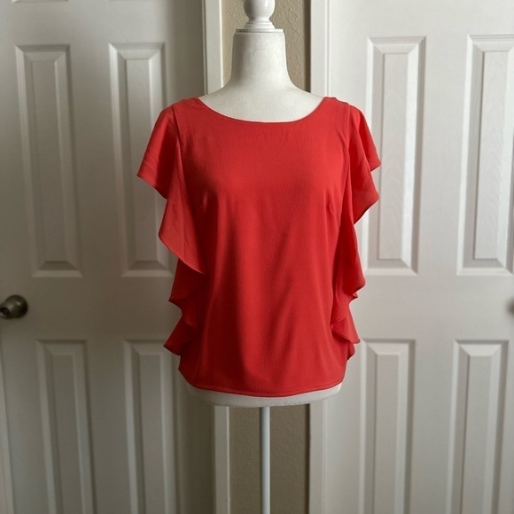 Jessica Howard Coral Flutter Sleeves Blouse Size: 8P - Picture 2 of 7